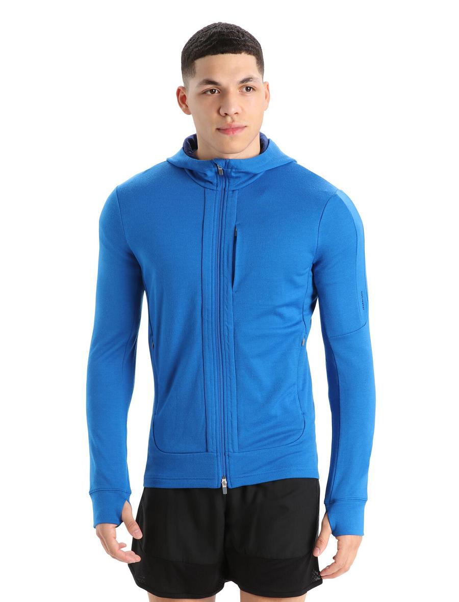 Sweat À Capuche Icebreaker Merino Quantum III Long Sleeve Zip Homme Bleu Royal Bleu Marine | FR 1268CTVE